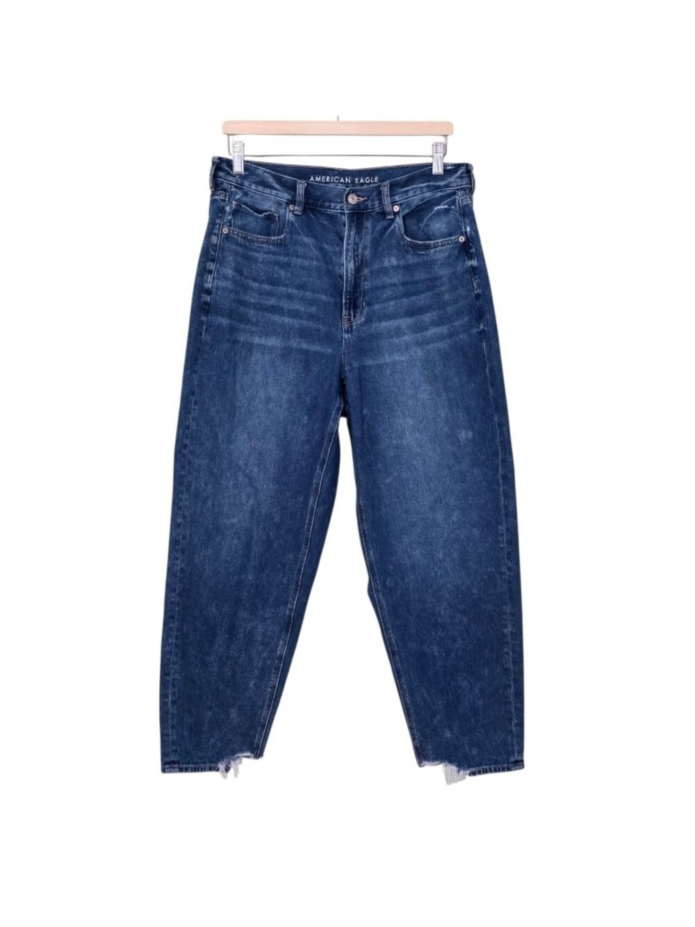 American Eagle Relaxed Mom Jeans 12 Blue Distressed Baggy Slouchy Hippie Boho